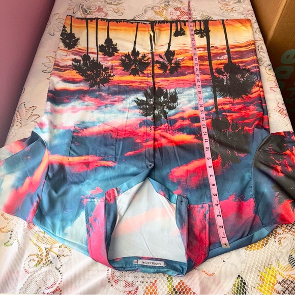 Misslook mens palm tree sunset design casual button down collared shirt, XXL - Picture 10 of 12